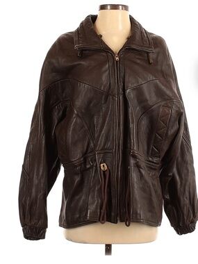Nordstrom Dark Brown Leather Zip-Front Jacket